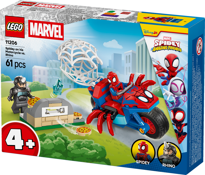 LEGO® | Marvel Spidey And His Amazing Friends Spidey på sin motorcykel mot Rhino 11206