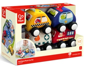 Hape Pull-Back Plush Car Set