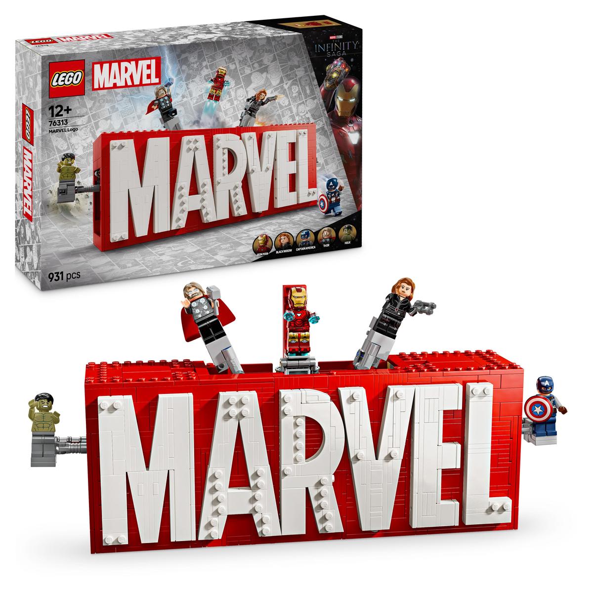 LEGO Super Heroes Marvel 76313, MARVEL logotyp och minifigurer
