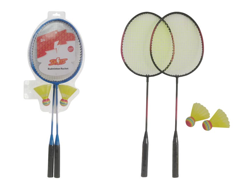Skills, Badmintonracket 2-Pack med 2 Bollar Plasstfp med Häng