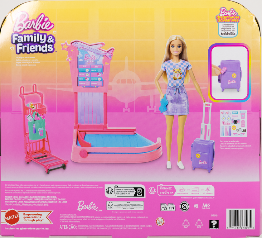 Barbie Malibu-docka med resväska och bagagekarusell