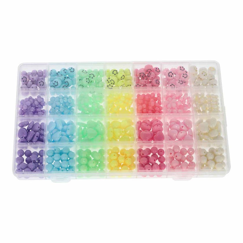 Pärlkit pastell smiley & hjärtan