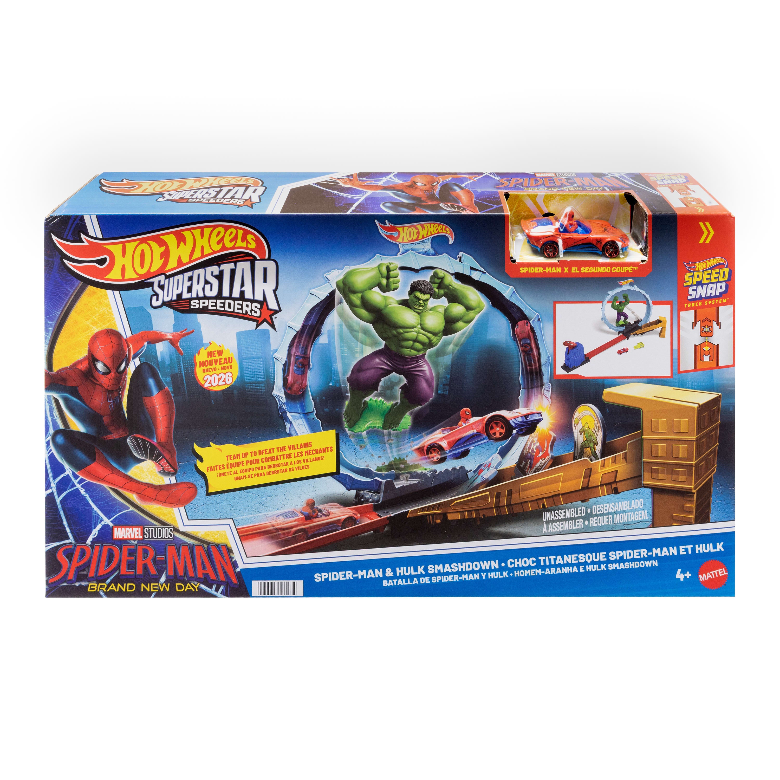 Hot Wheels Superstar Speeders Spider-Man & Hulken banset
