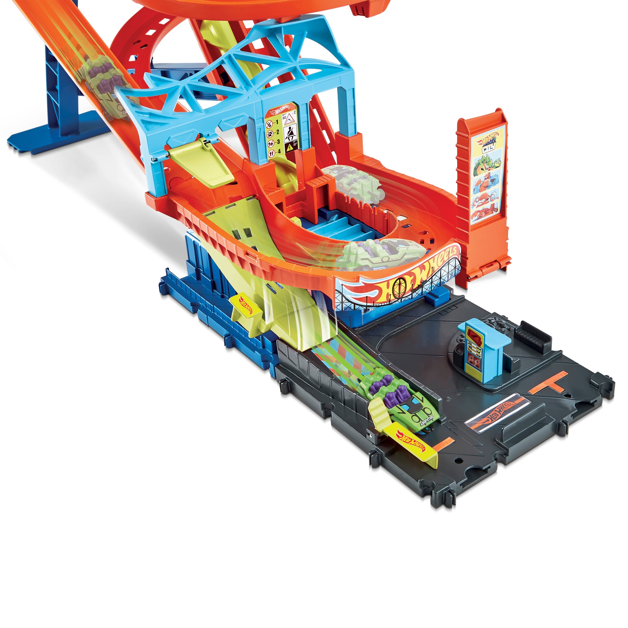 Hot Wheels City Roller Coaster Rally Track Set med 5 bilar