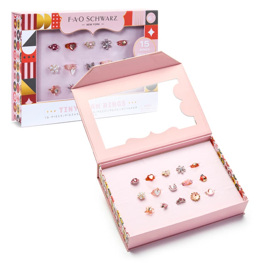 FAO Schwarz Glam Rings Set - 15 färgglada ringar