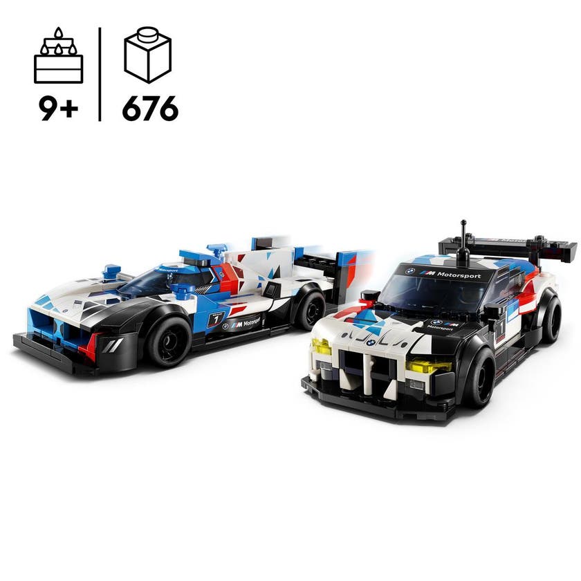 LEGO 76922, BMW M4 GT3 och BMW M Hybrid V8 racerbilar