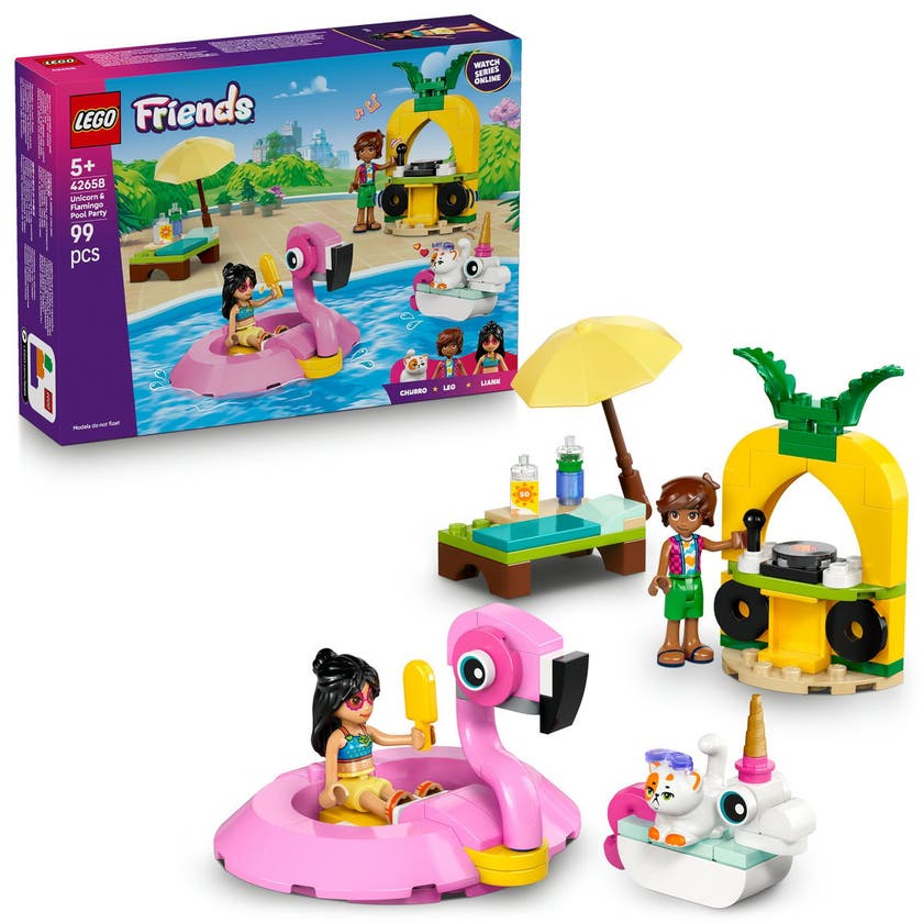 LEGO Friends 42658, Poolparty med enhörning och flamingo