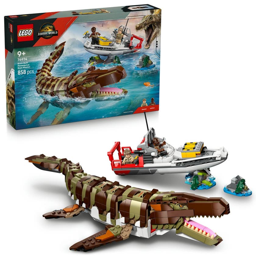 LEGO Jurassic World 76974, Båtuppdrag med klossbyggd mosasaurus