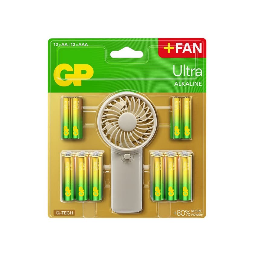 GP Fläkt + 12xAA + 12xAAA batterier