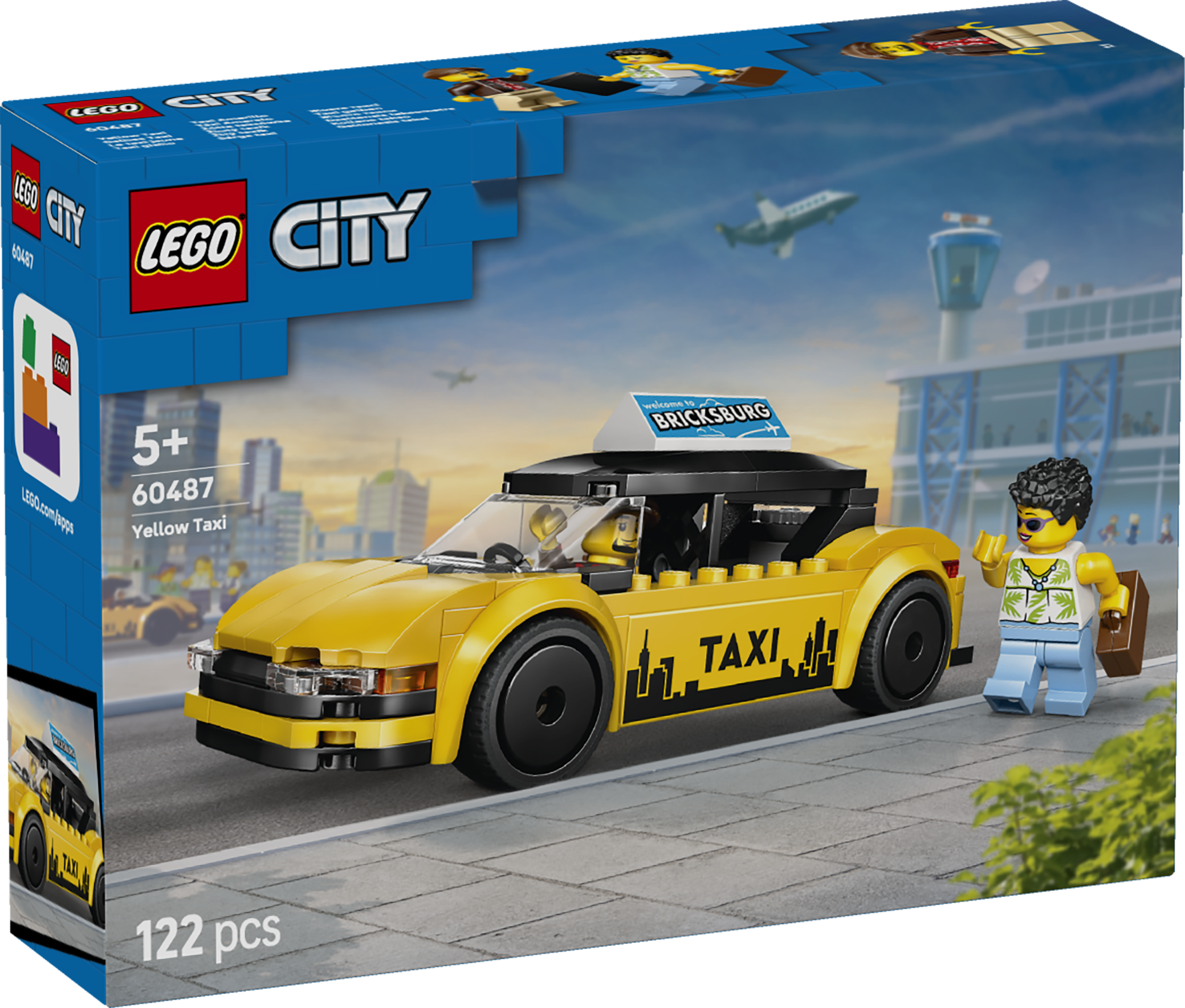 LEGO® City Gul taxi – Modellbilsset med 2 minifigurer 60487