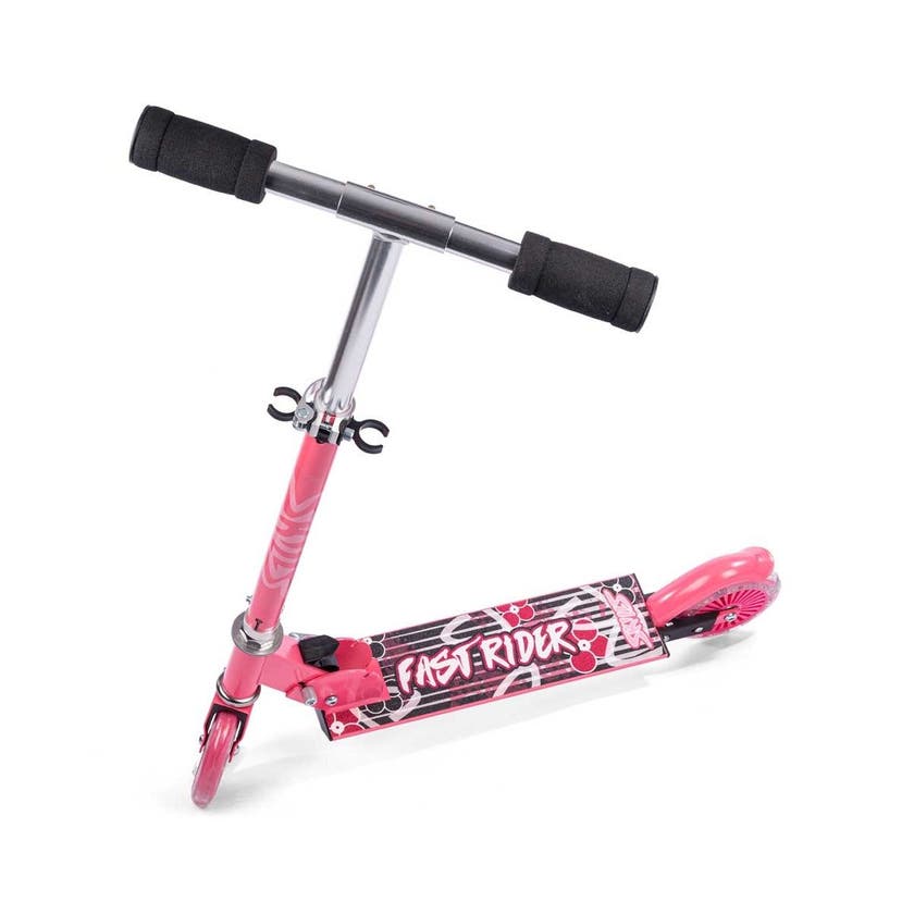 Sparkcykel rosa med LED-hjul och bakbroms – Skills