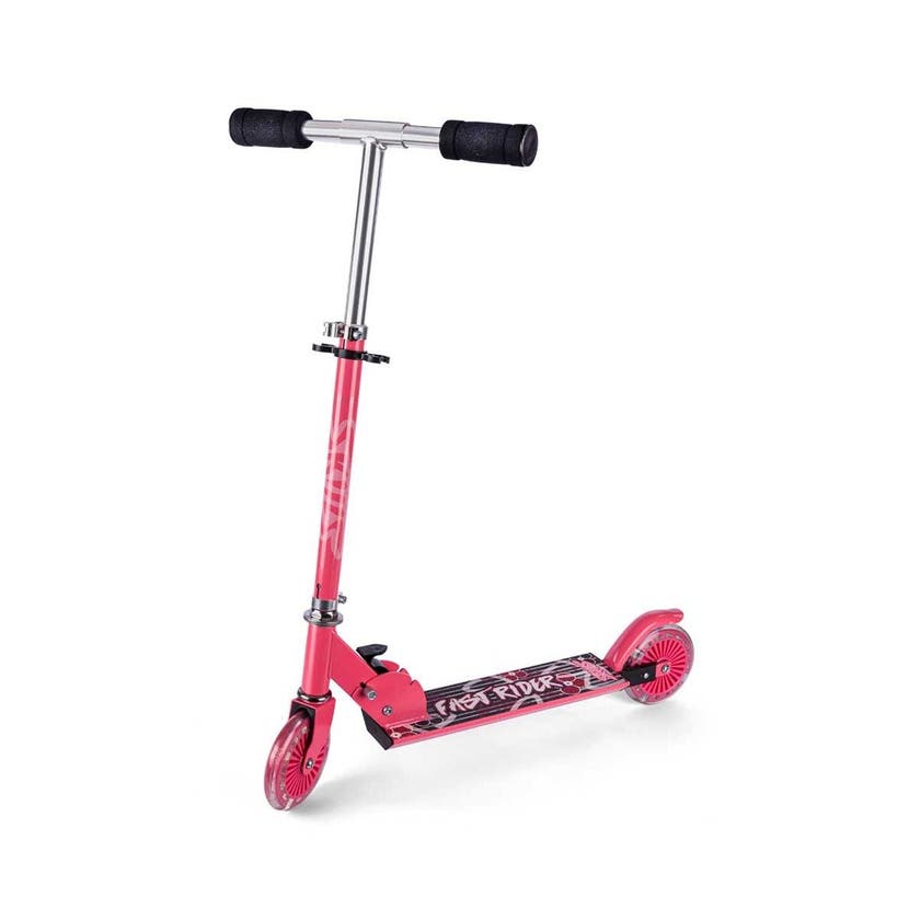 Sparkcykel rosa med LED-hjul och bakbroms – Skills