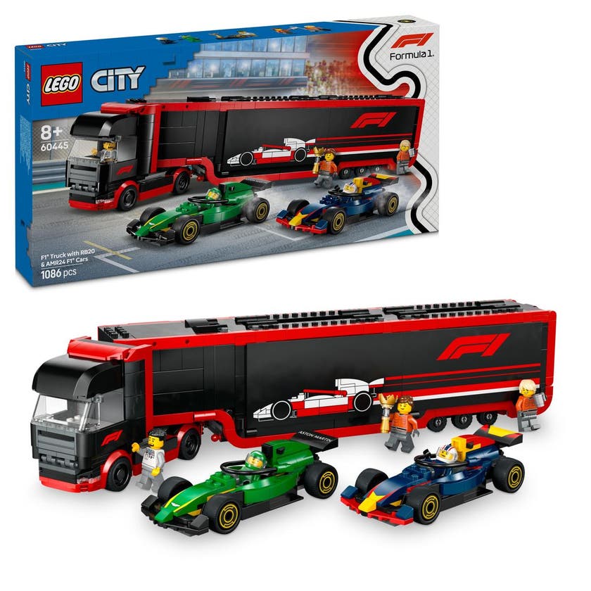 LEGO City Formula 1 60445, F1® lastbil med RB20 & AMR24 F1® bilar