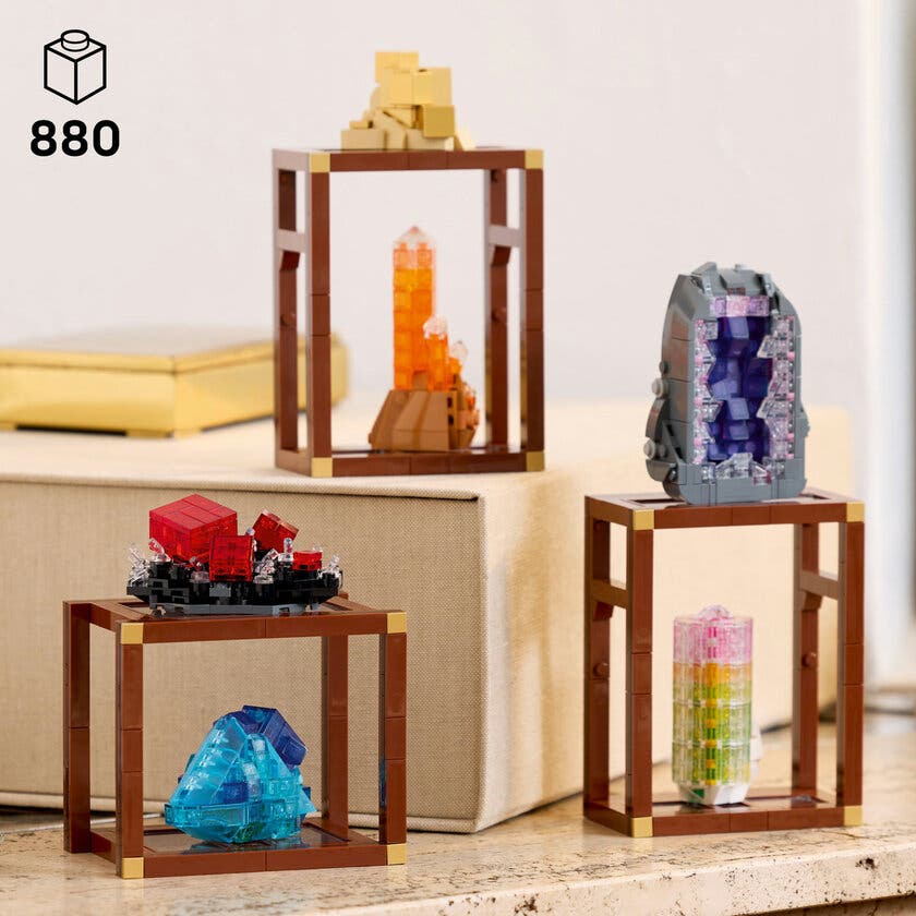 LEGO® Ideas Mineralsamling, Visningshyllor med kristaller, Vardagsrumsinredning 21362