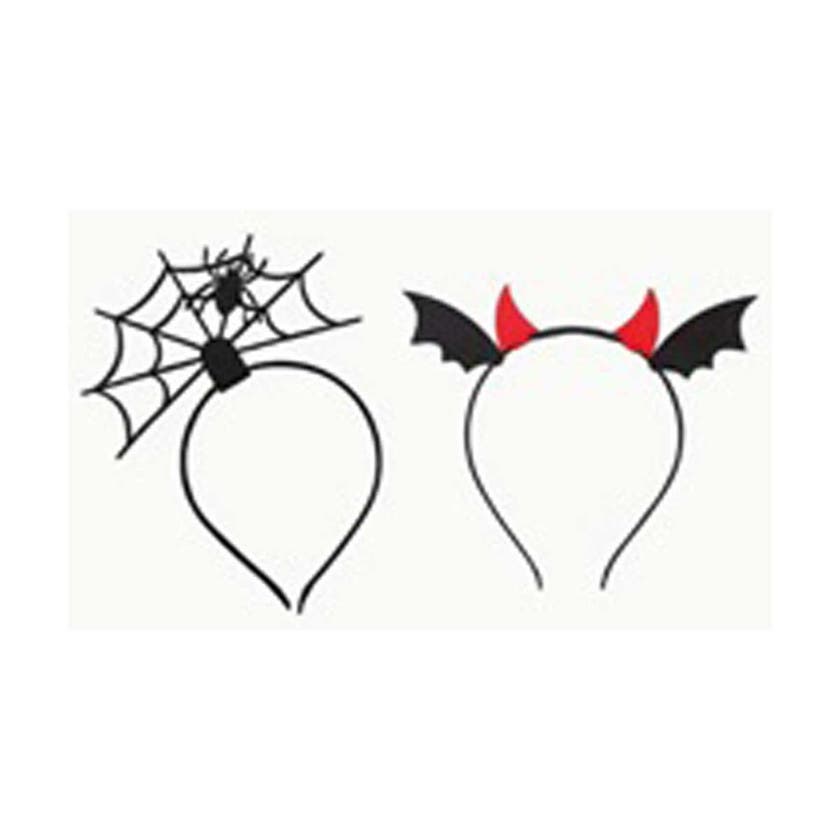 Halloween, Headband Spiderweb/Devil Horns – 2 Assorted