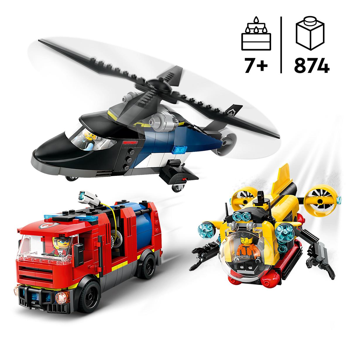 LEGO City Great Vehicles 60462, Helikopter, brandbil och ubåt