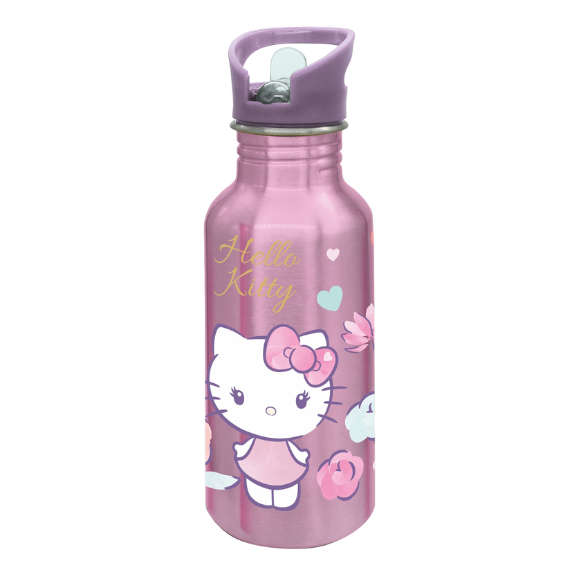 HELLO KITTY Aluminiumflaska med Sugrör 545 ml