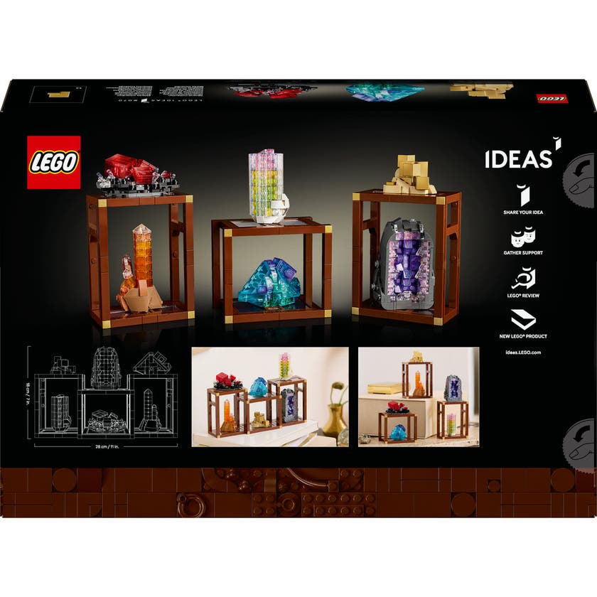 LEGO® Ideas Mineralsamling, Visningshyllor med kristaller, Vardagsrumsinredning 21362