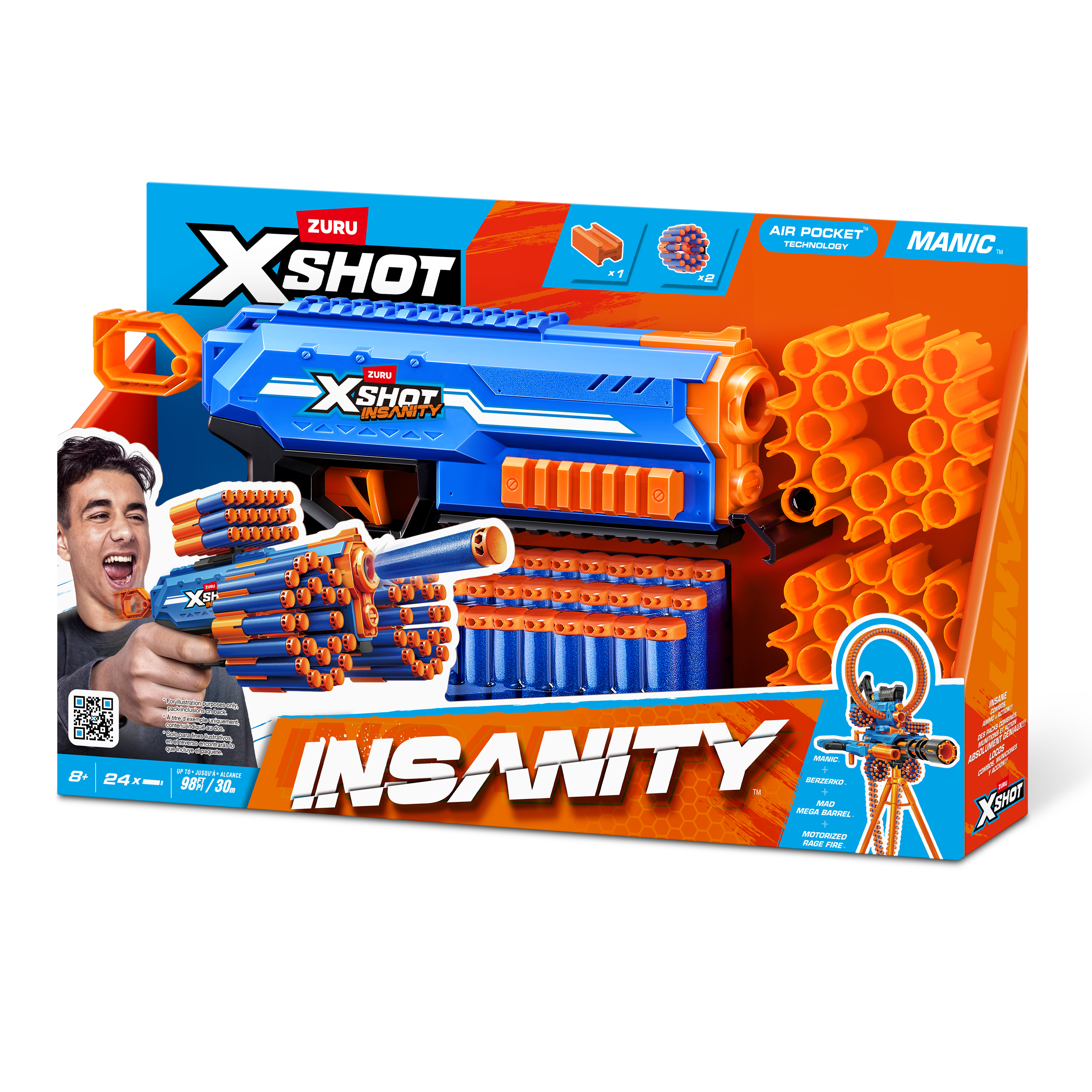 XSHOT Insanity Manic Blaster med 24 pilar