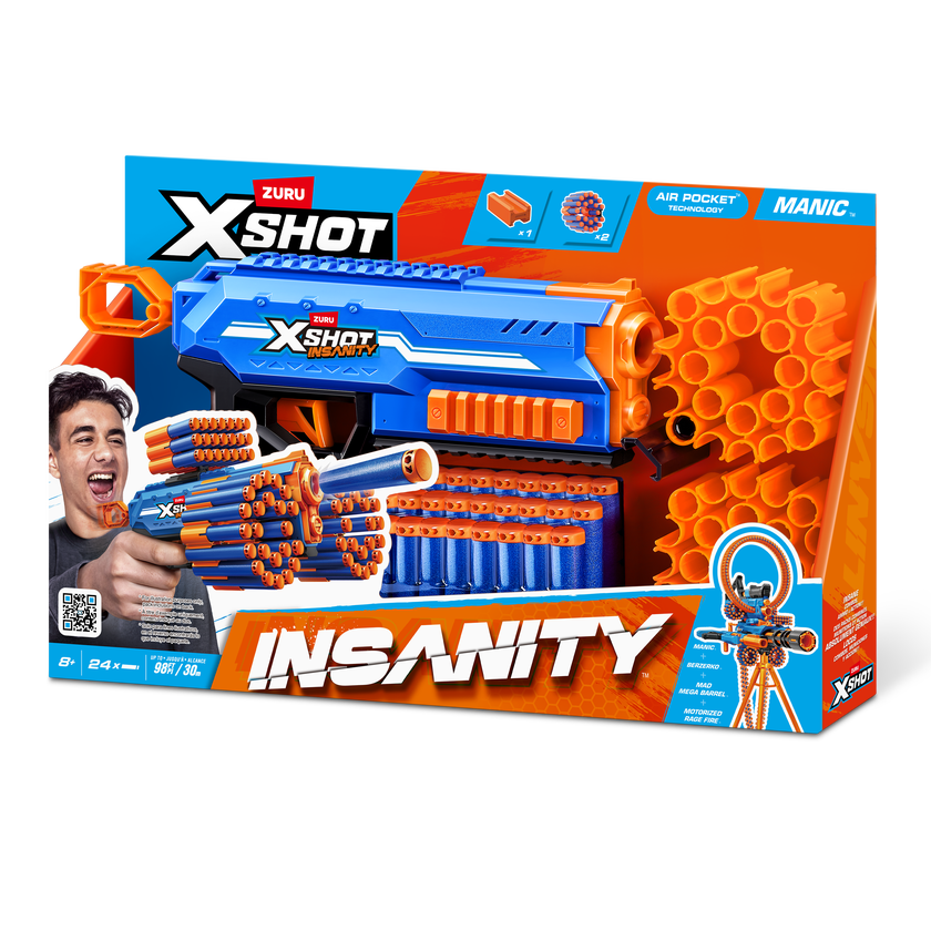 XSHOT Insanity Manic Blaster med 24 pilar