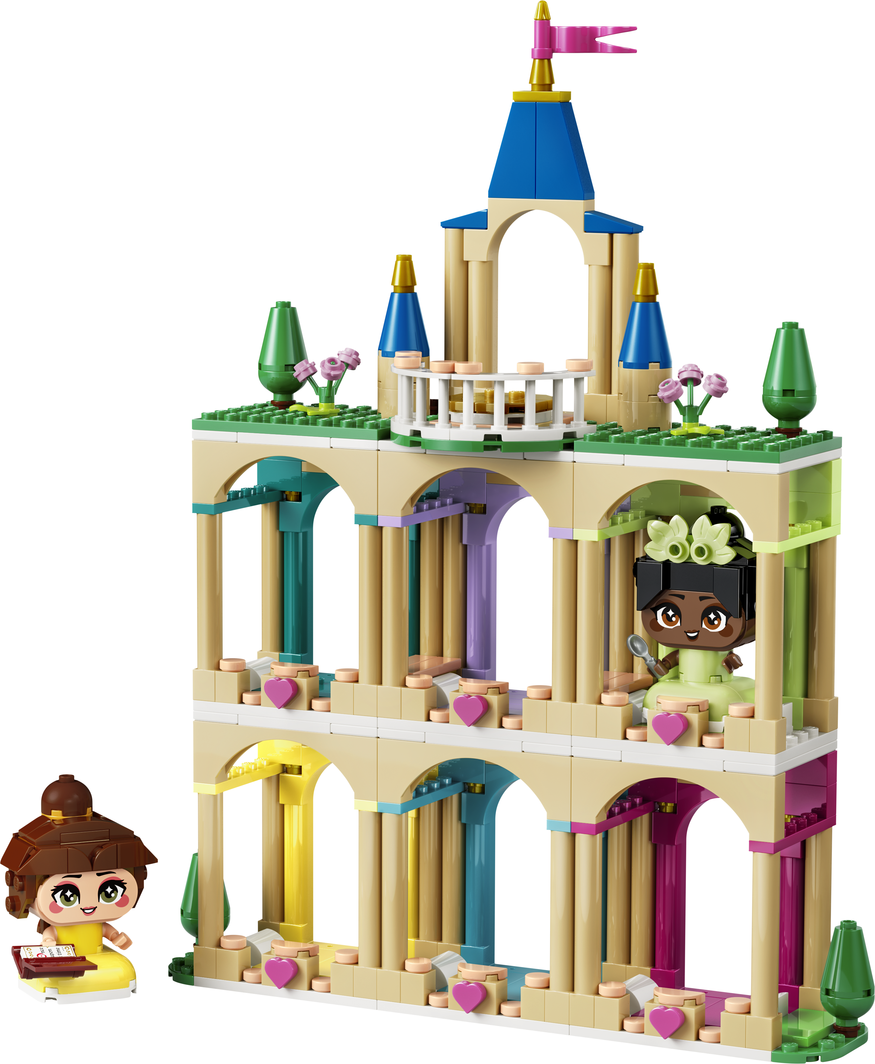Belle och Tiana med slott i miniformat