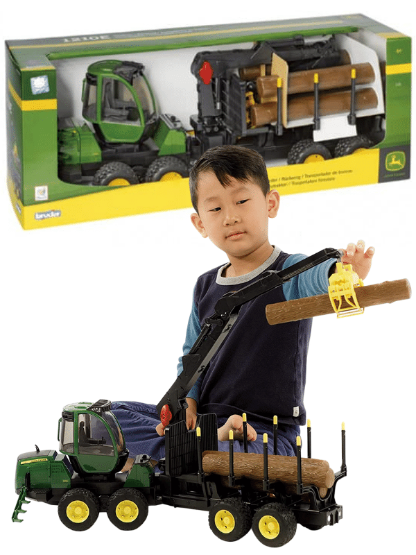 Bruder John Deere 1210E Skotare med timmerstockar