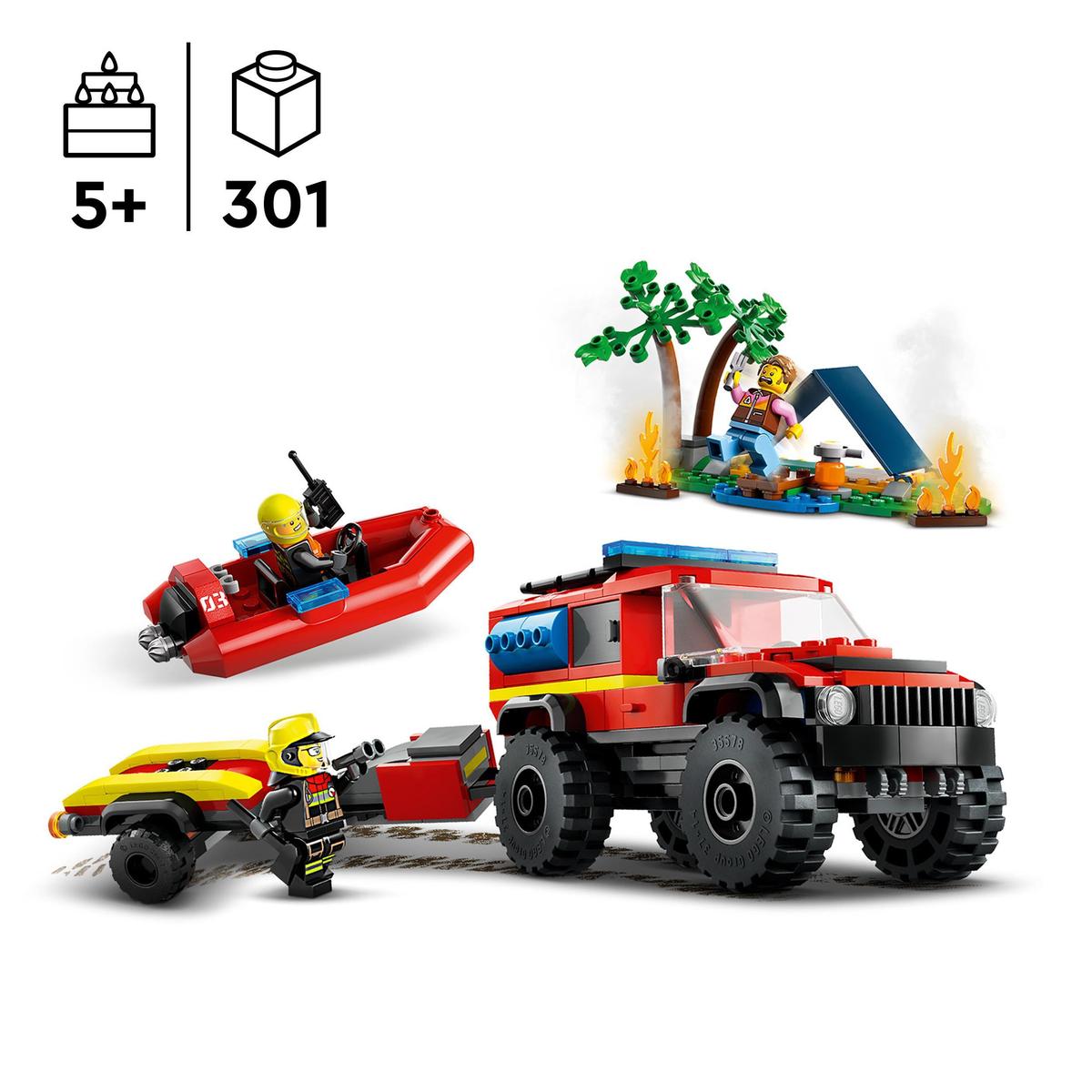 LEGO City 60412, 4x4 Brandbil med räddningsbåt