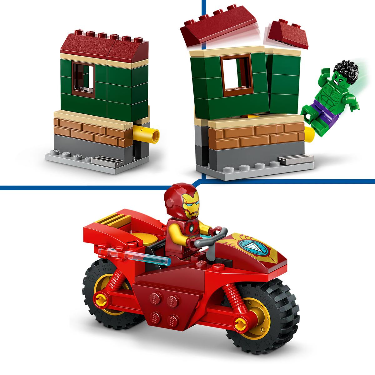 LEGO Marvel 76287, Iron Man med motorcykel och Hulk