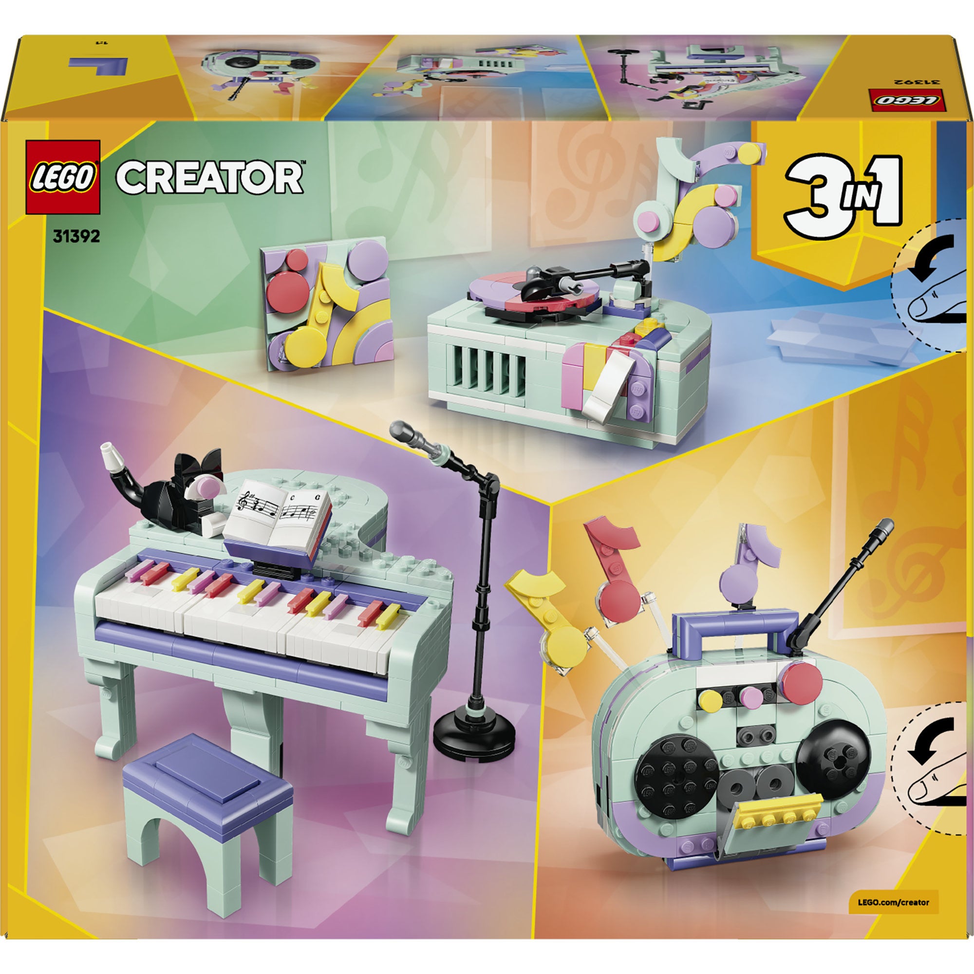 LEGO® Creator 3-i-1 Flygel med musikdekorationer och katt 31392