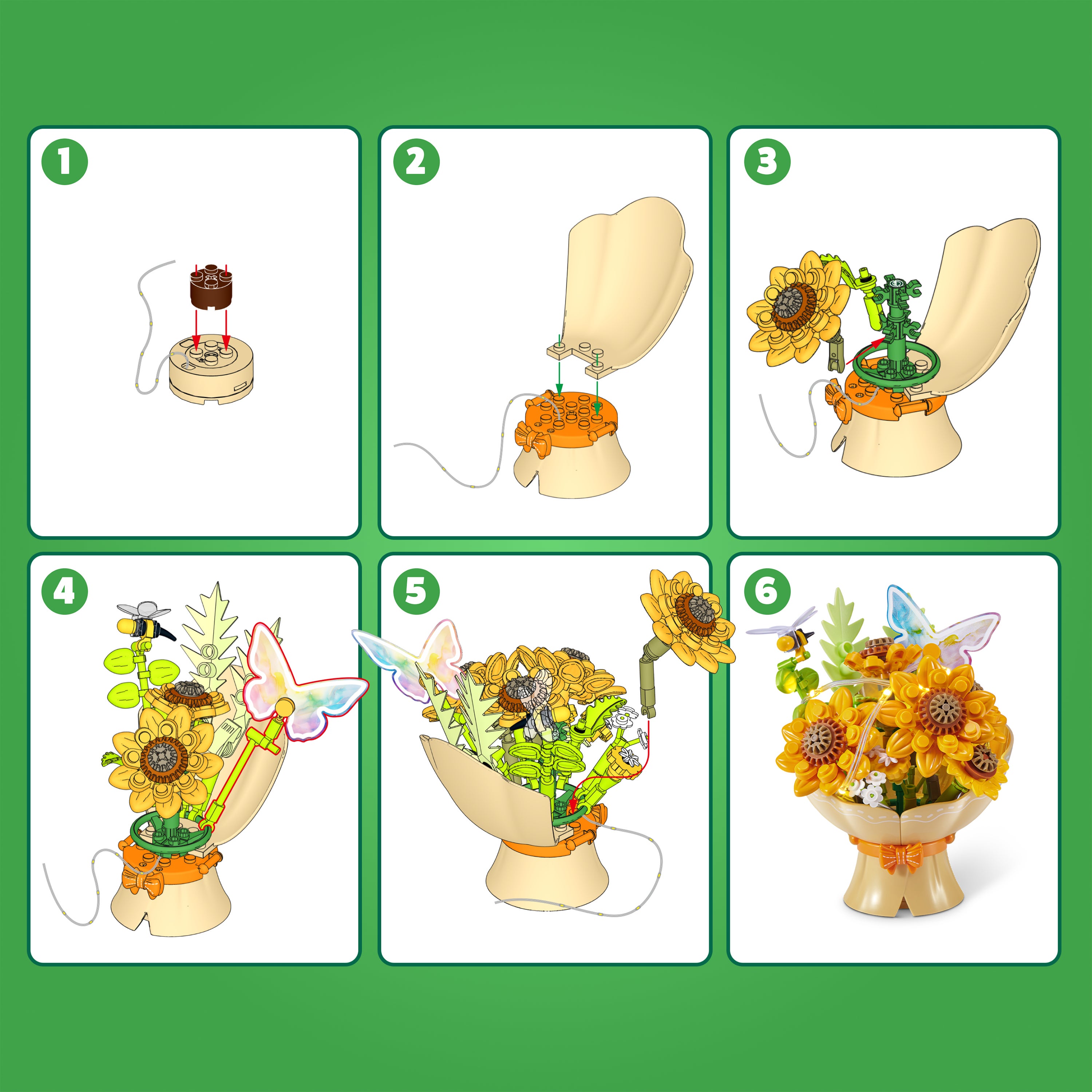 MAX Build more Premium Bricks LED Bouquets Gul