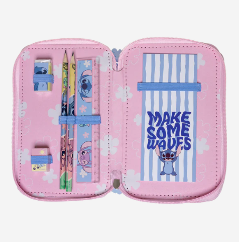 Stitch, Dubbelt Pennfodral med Innehåll