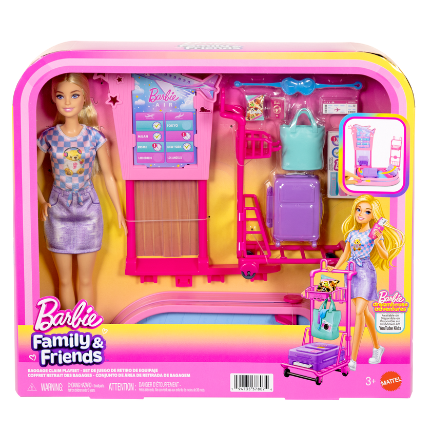 Barbie Malibu-docka med resväska och bagagekarusell
