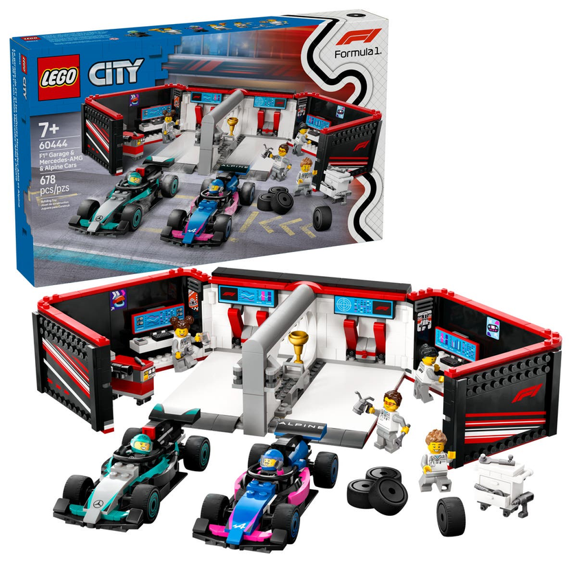 LEGO City Formula 1 60444, F1® garage & Mercedes-AMG & Alpine bilar