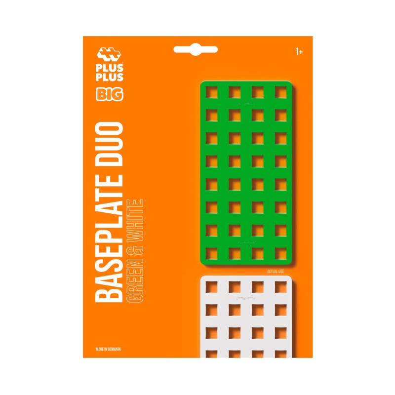 Plus-Plus BIG Baseplatta vit och grön, 2-pack