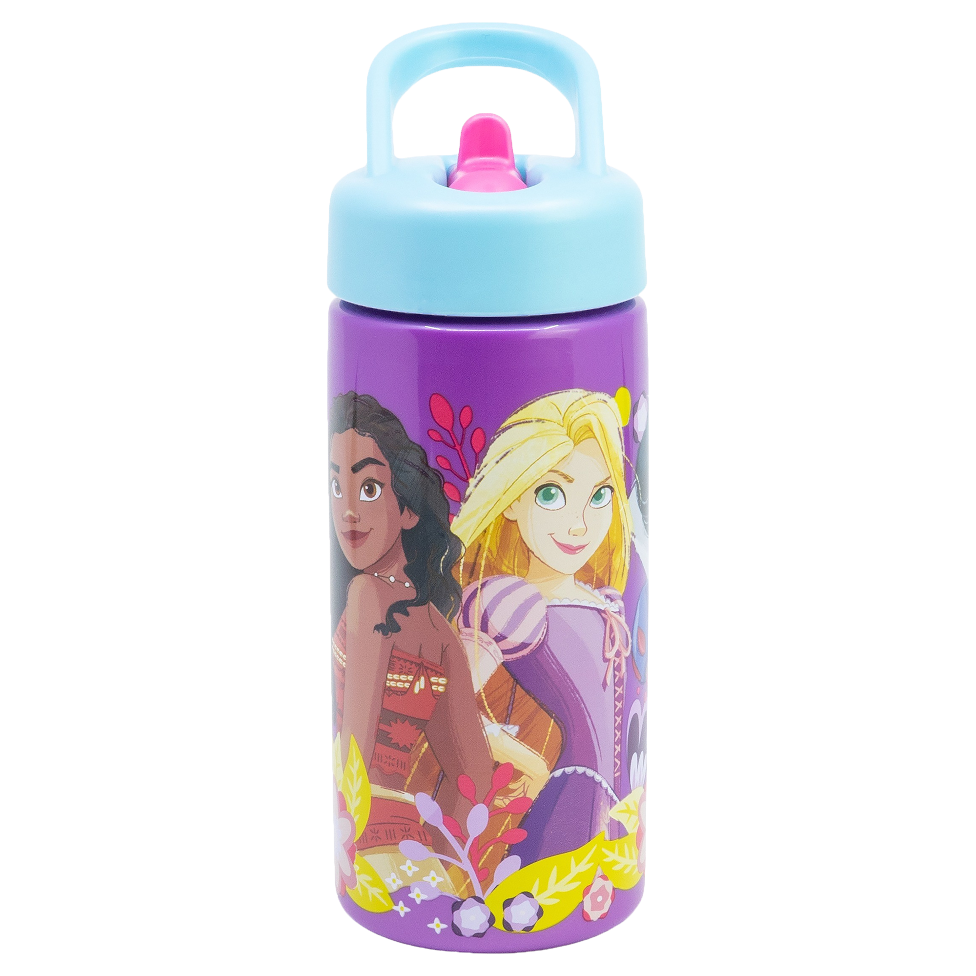 DISNEY PRINCESS, Vattenflaska med sugrör, 420ml