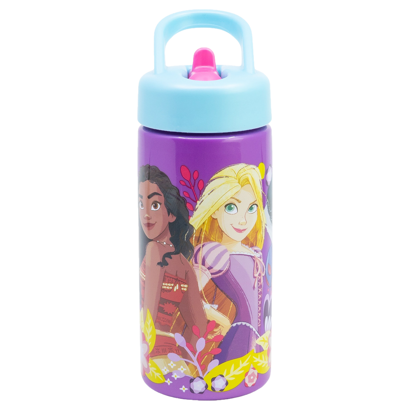 DISNEY PRINCESS, Vattenflaska med sugrör, 420ml