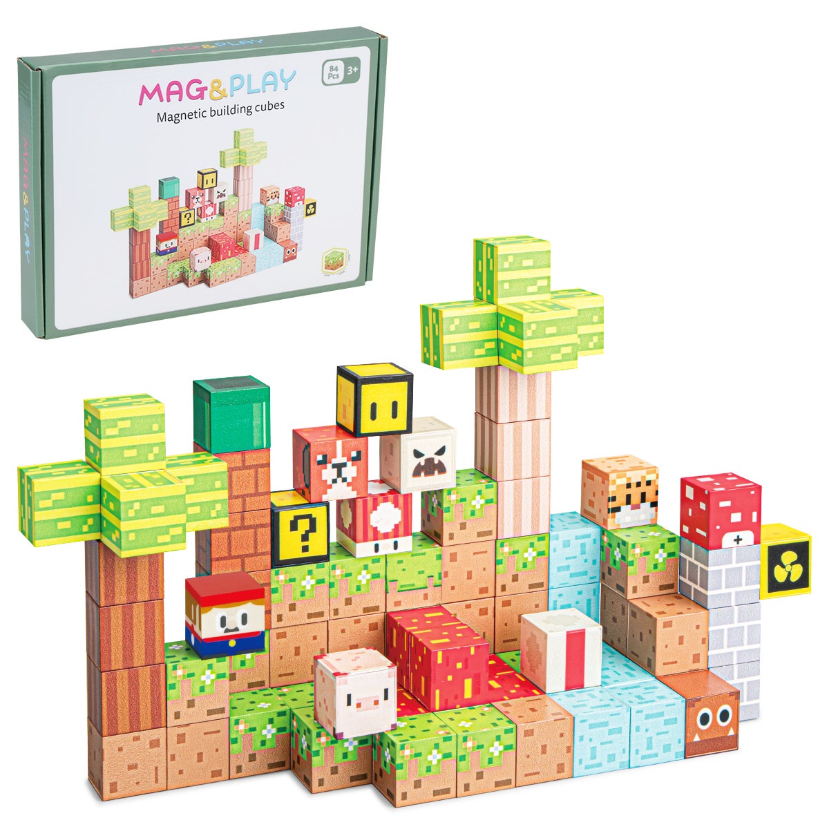 Mag&Play magnetiska byggkuber 84 delar
