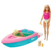 Barbie Båt med Docka, Hundvalp och Tillbehör