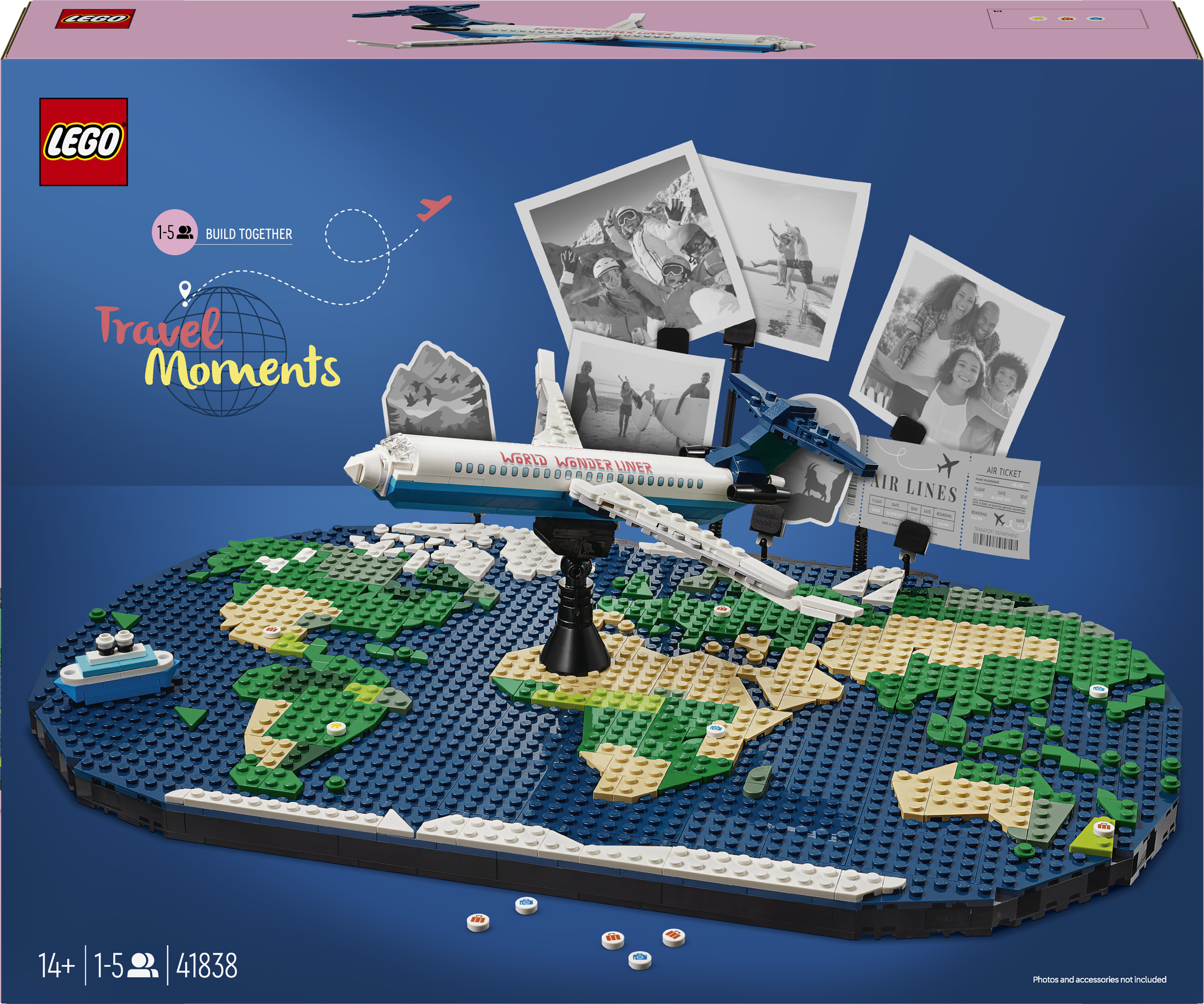 Reseminnen LEGO® Reseminnen Bygg- och lekset med världskarta 41838