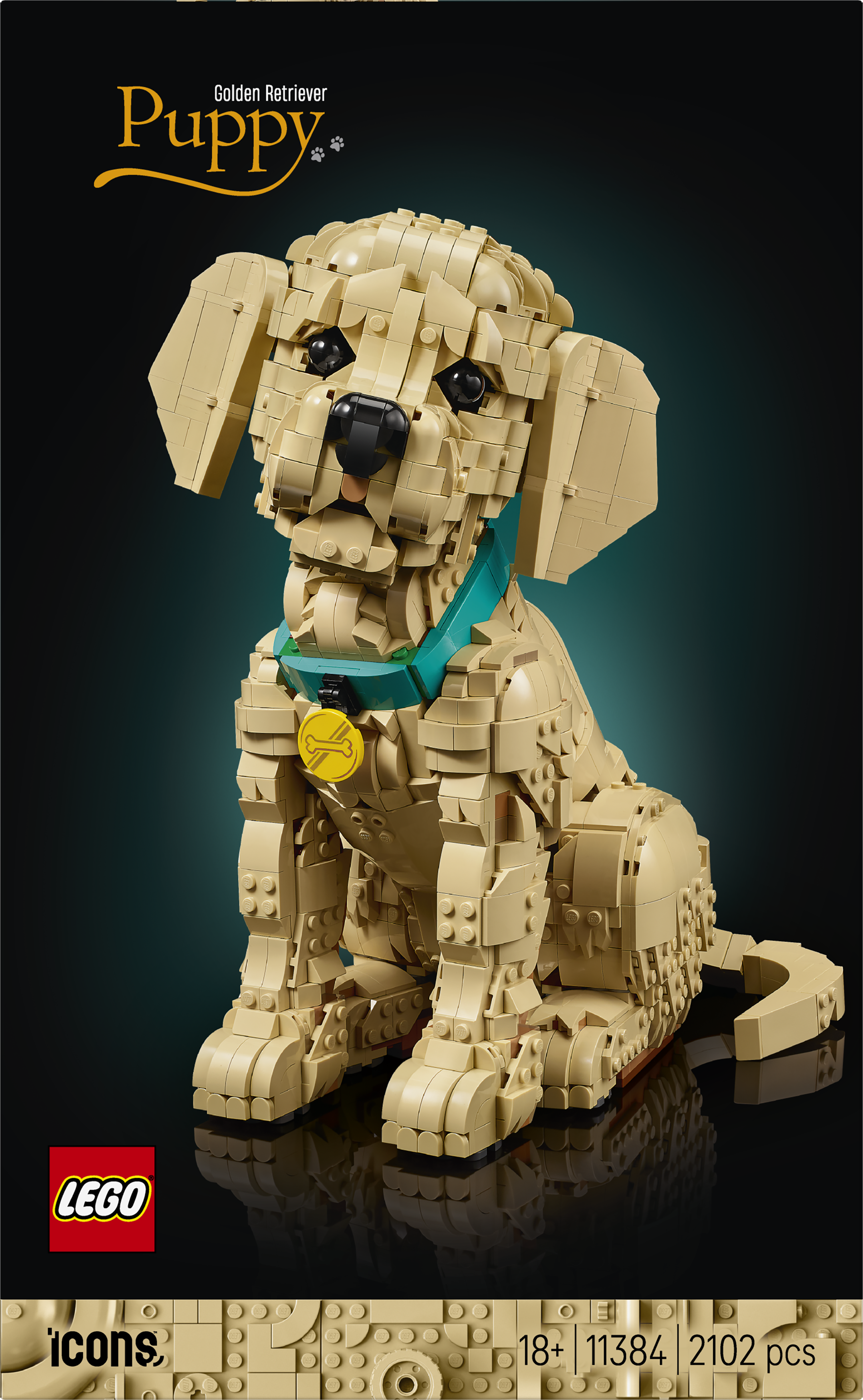 LEGO® Icons Golden retriever-valp – Bygg- och heminredningsset med djurfigur för vuxna – 11384