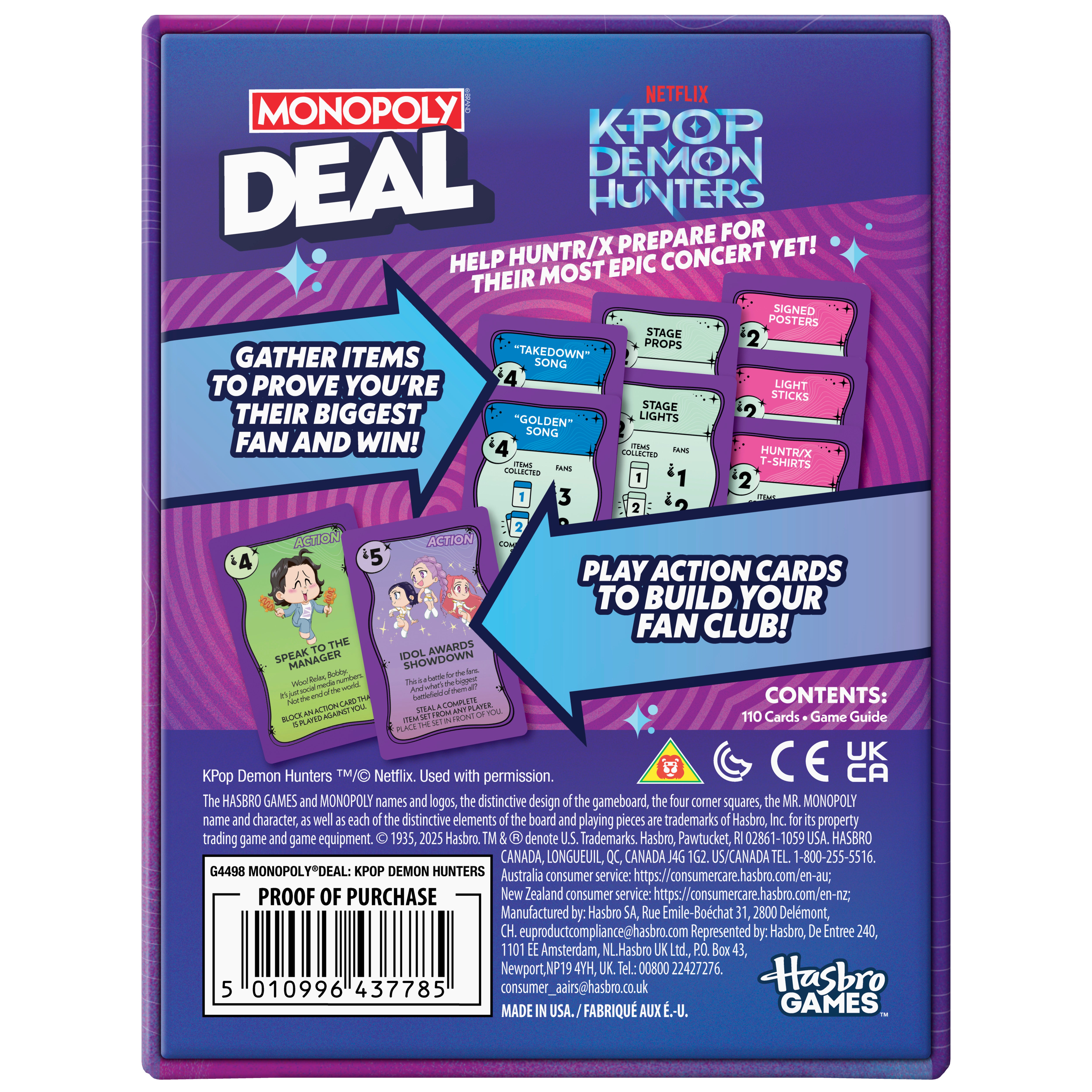 Hasbro Monopoly Deal K-pop Demon Hunters