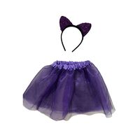 Halloween, Cat Headband And Lilac Skirt Children'S Accessory Set