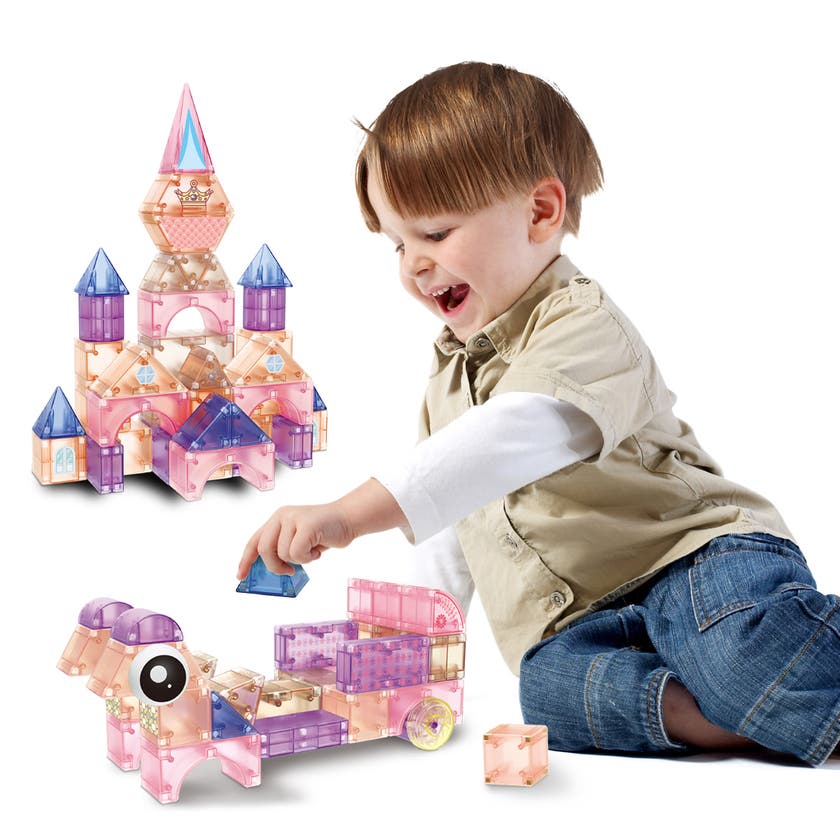 Mag&Play magnetiska byggstenar 66 st rosa