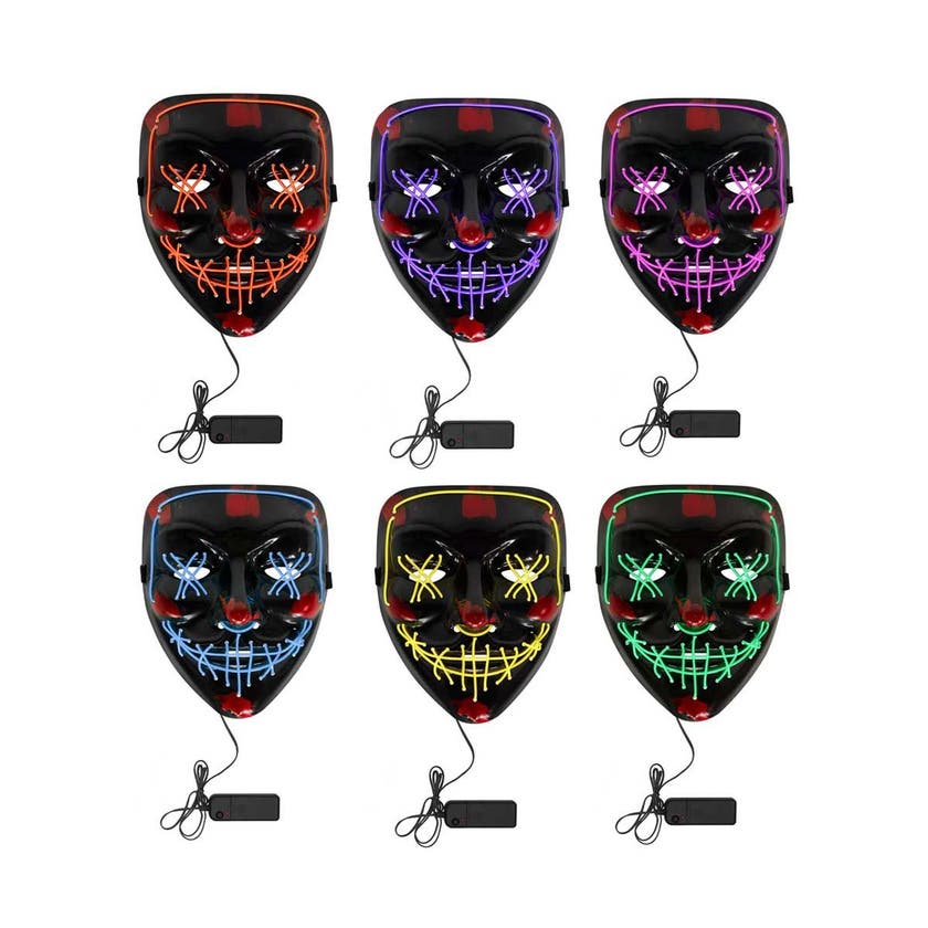Halloween, Wire Led Mask - 6 Assorted