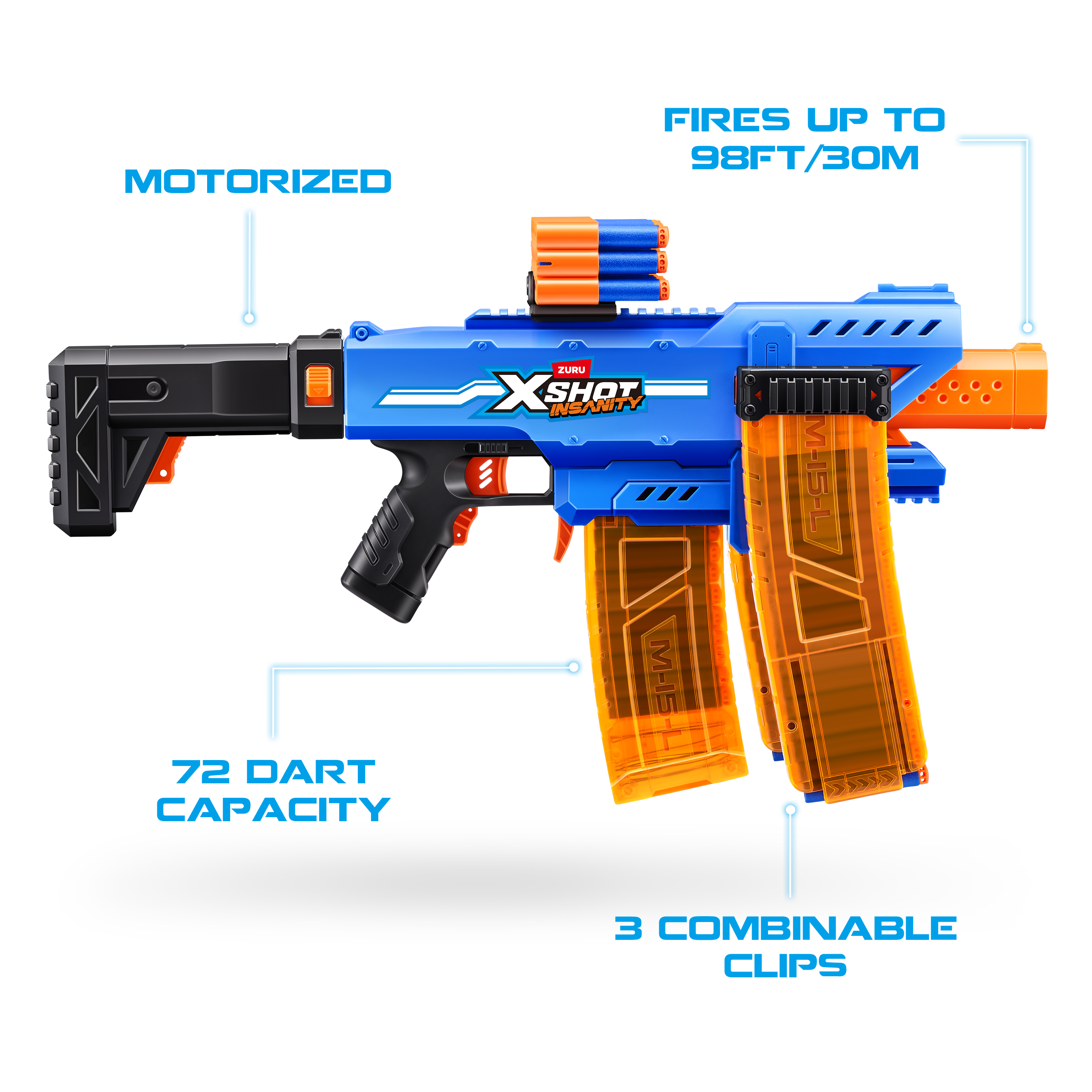 XSHOT Insanity Motorised Clip Blaster