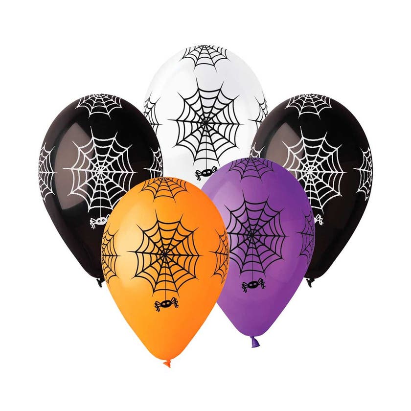 Halloween, Balloon Spider Web 30 Cm Mix Of Colors 5 Pcs/Sss