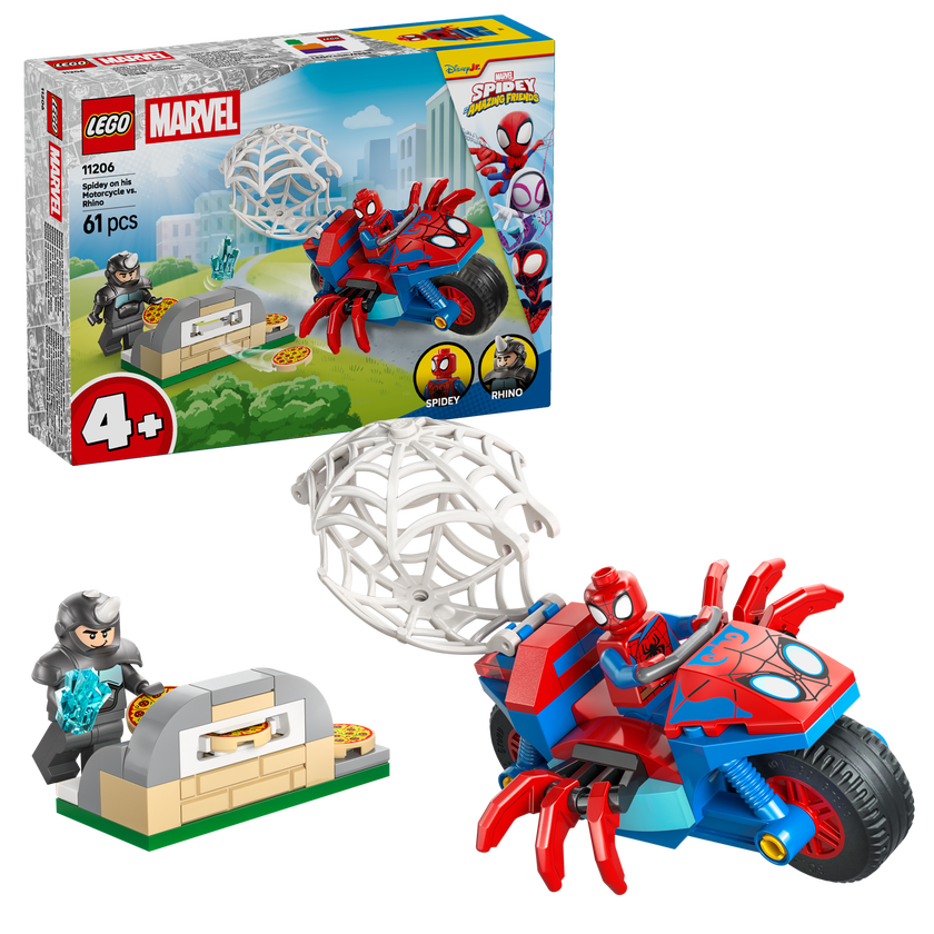 LEGO® | Marvel Spidey And His Amazing Friends Spidey på sin motorcykel mot Rhino 11206