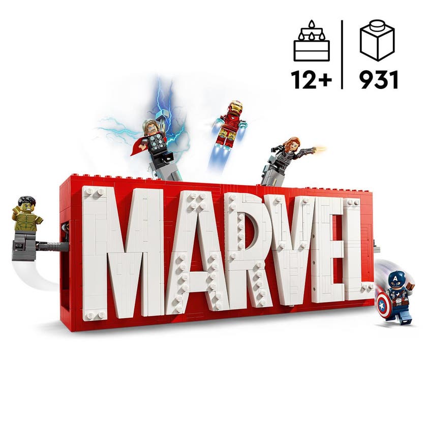 LEGO Super Heroes Marvel 76313, MARVEL logotyp och minifigurer