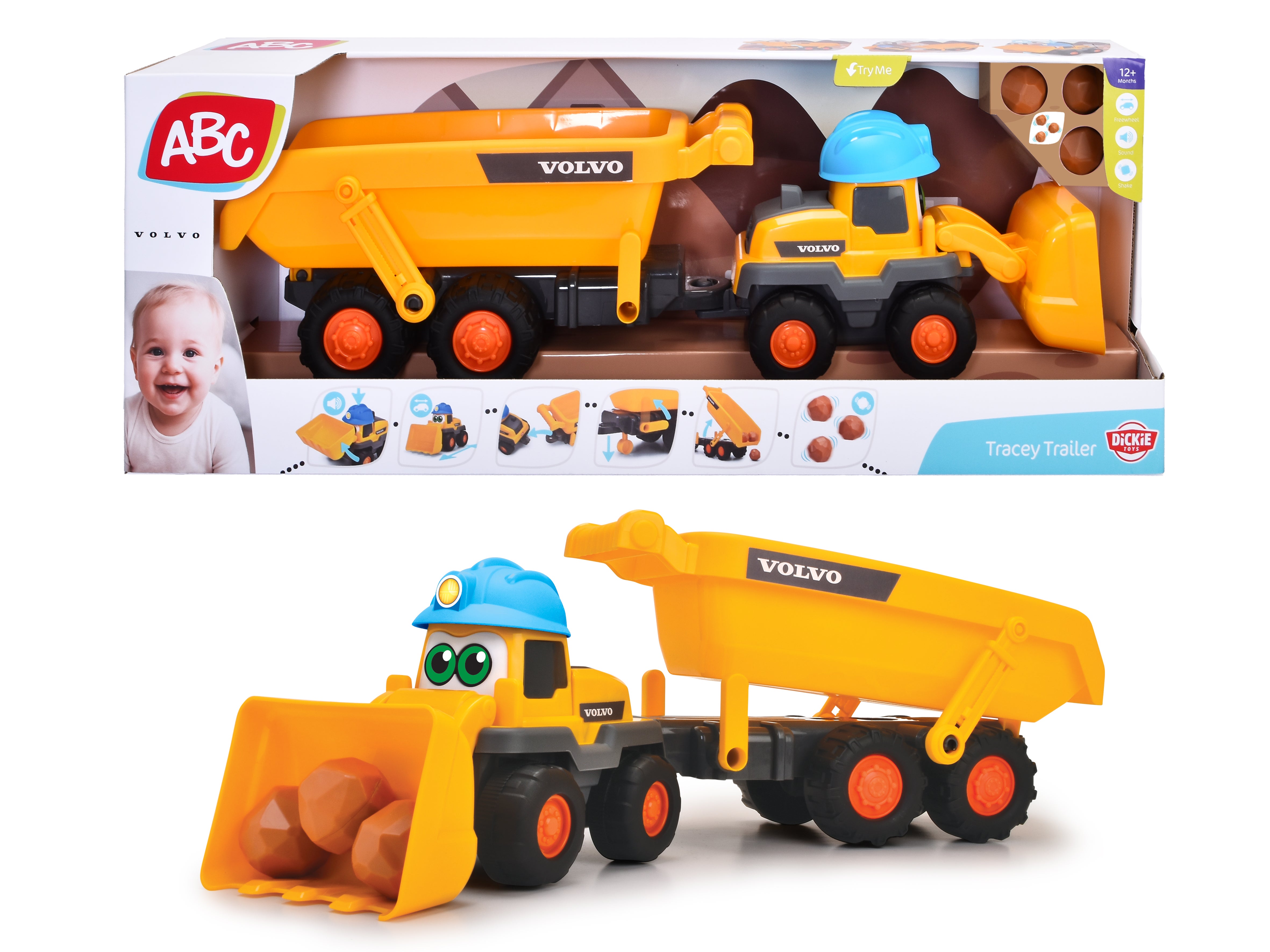ABC Tracey Volvo Hjullastare med Släp, 65 cm