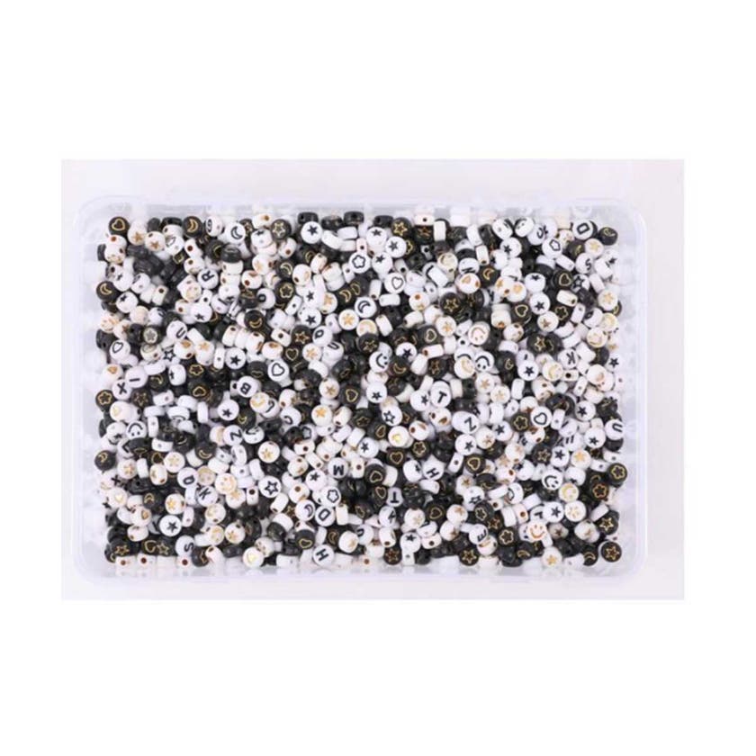 Bokstavspärlor svart/vit mix L